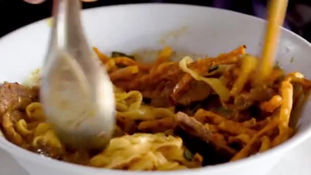 Khao Soi Khao Soi Kai Thai Noodles Khao Soi Chicken — стокове відео