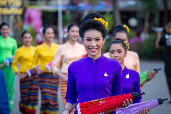Chiang Mai Thailand January 2023 Bosang Umbrella Festival Women Traditional — Stock Photo, Image