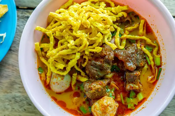 Khao Soi Khao Soi Thai Noodles Khao Soi Chicken Carry — стоковое фото