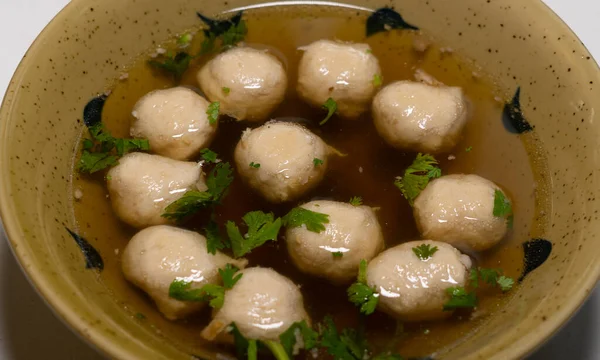 Supa Noodle Bile Porc Masa Lemn — Fotografie, imagine de stoc