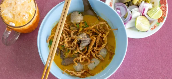 Khao Soi Khao Soi Kai Fideos Tailandeses Khao Soi Pollo — Foto de Stock
