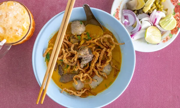 Khao Soi Khao Soi Kai Fideos Tailandeses Khao Soi Pollo — Foto de Stock