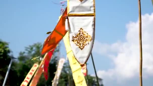 Flagge Der Lanna Thai Blauen Himmel Von Chiang Mai Über — Stockvideo