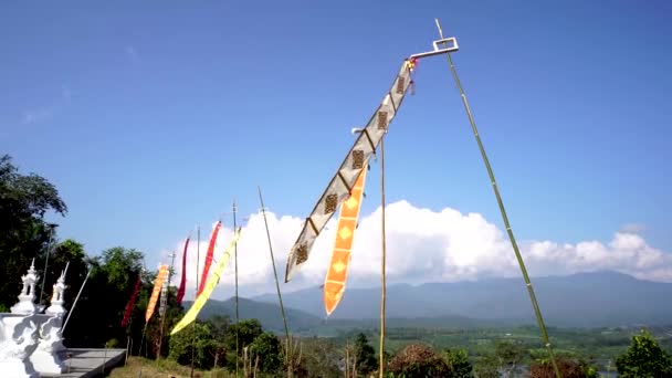 Flag Lanna Thai Blue Sky Chiang Mai Top North Thailand — Stock video