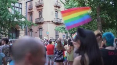 Granada, İspanya - 28 Haziran 2022 LGBT gurur günü. Topluluk için hak iddia etme