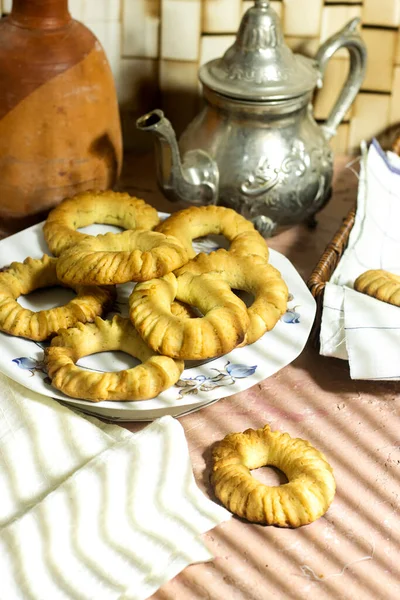 Традиционный Праздничный Алжирский Каак Сухой Кольцо Печенья Имени Каак Tlemcen — стоковое фото