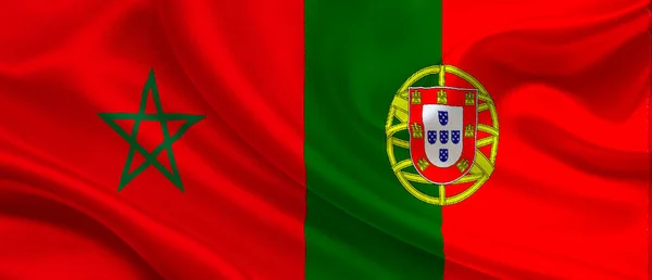 Marokkó Portugália Negyeddöntős Labdarúgó Mérkőzés Kerek Világkupa Katar 2022 Nemzeti — Stock Fotó