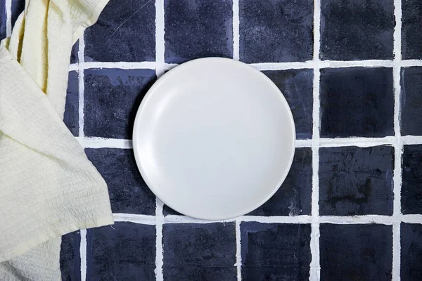 Empty Ceramic White Plate Tiles Background — Stock Photo, Image