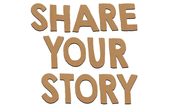 forming  share your story text with cardboard alphabets