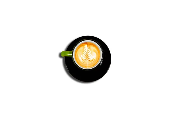 Pěkná Textura Latte Art Horké Latté Kávy Mléčná Pěna Tvaru — Stock fotografie