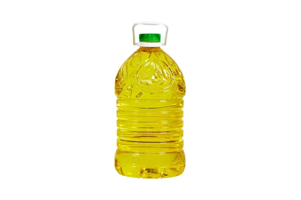Bottiglia Olio Plastica Isolata Sfondo Bianco — Foto Stock