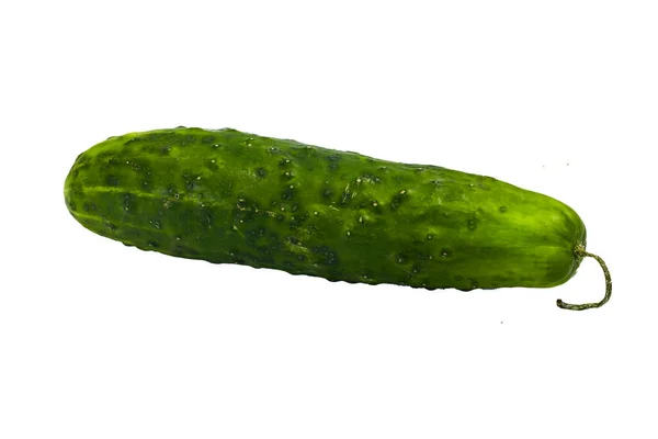 Groene Verse Komkommer Geïsoleerd Wit Biologisch Boerderijvoedsel Cosmetisch Ingrediënt Zonder — Stockfoto