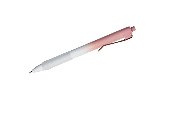 Рожева Біла Кулькова Ручка Ізольована Білому Тлі Робочого Офісу Або — стокове фото