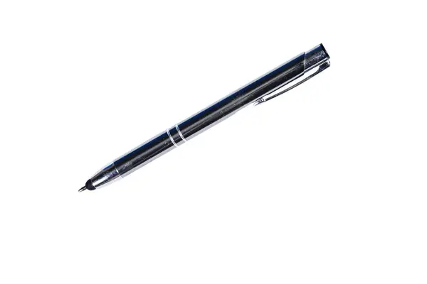 Black Ball Point Pen Isolated White Background Work Office School — Stock Photo, Image