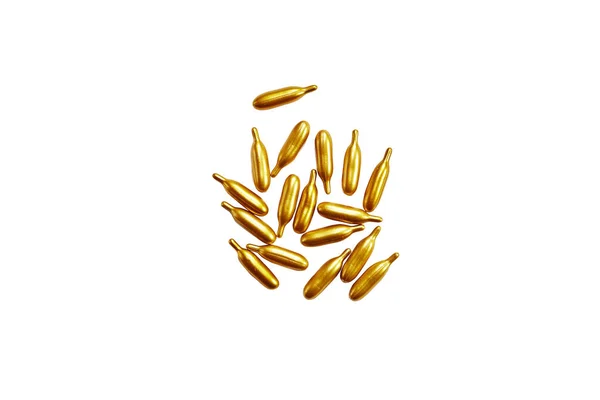 Omega Gold Fischöl Gel Kapseln Isoliert Vitamin Nahrungsergänzungsmittel Kapseln Lachsfischöl — Stockfoto