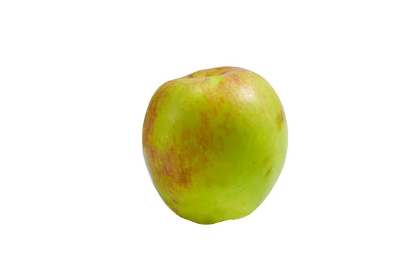 Zralé Chutné Zelené Jablko Listem Izolované Bílém Pozadí — Stock fotografie