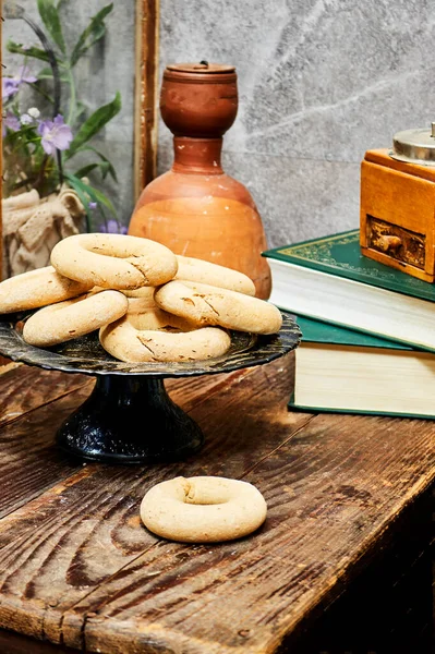Traditional Festive Algerian Kaak Dry Cookies Ring Named Kaak Tlemcen — Stock Photo, Image