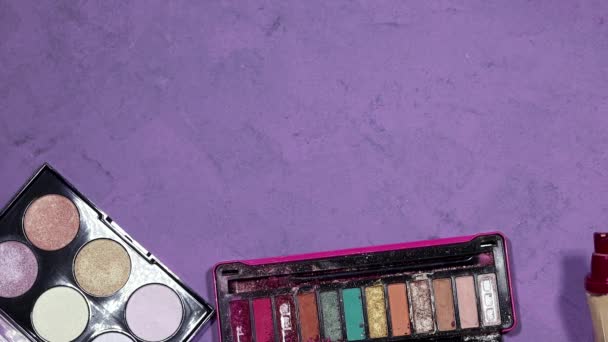Maquillaje Cosmético Belleza Diseño Del Producto Moda Mujer Componen Cepillos — Vídeos de Stock