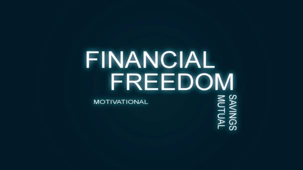Облако Слова Финансовая Свобода Синем Фоне — стоковое видео