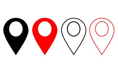 Pin noktası simgesi, konum pin konumu, pin vektör simgesi kümesi