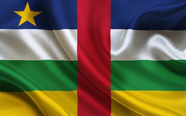 Yatay Çizgili Orta Afrika Cumhuriyeti Ulusal Bayrağı ve Kırmızı Dikey Çubuğu