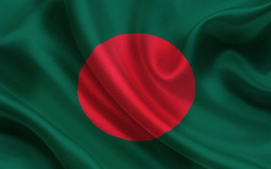 Dalgalanan İpek Tekstil Kumaş Arkaplanında Bangladeş Bayrağı