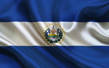 Canlı Renkleri ve Detaylı Arma Armalı El Salvador Bayrağı