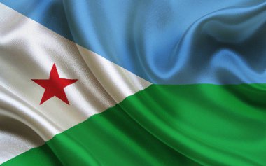 Djibouti Bayrağı Rüzgarda Dalgalanıyor Canlı Renklerle