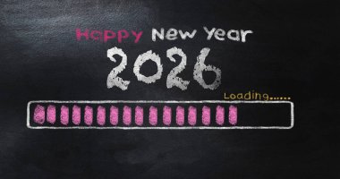 Mutlu Yıllar 2026 Kutlama Yükleme Çubuğu Konseptiyle Geri sayım