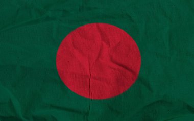 Dalgalanan Tekstil Kumaş Arkaplanında Bangladeş Bayrağı