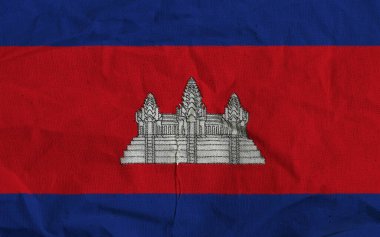 Angkor Wat 'ın Sallanan Kumaş Sembollü Kamboçya Ulusal Bayrağı