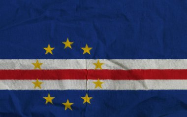 Cape Verde Ulusal Bayrağı Dalgalanan Kumaş dokusu ve Yıldız Amblemleriyle