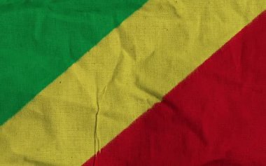 Kongo Cumhuriyeti Bayrağı Yeşil, Sarı, Kırmızı ve Saten Tekstil Üzerinde