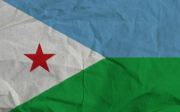 Djibouti Bayrağı Rüzgarda Dalgalanıyor Canlı Renklerle