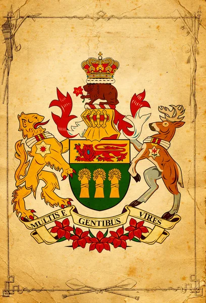 Parşömen Üzerinde Kanada Eyaletlerinin Arması Var Yüksek Kalitede Yüksek Kalite — Stok fotoğraf