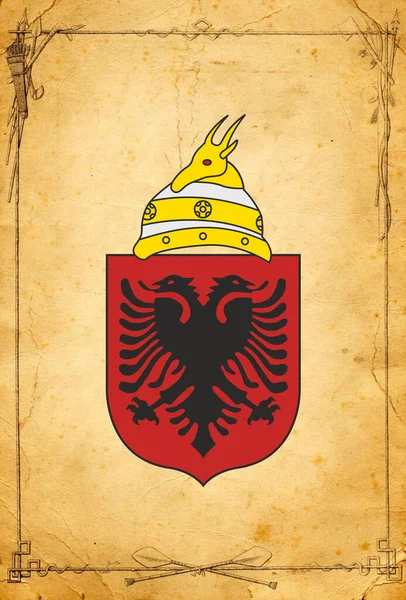 阿尔巴尼亚共和国的国徽 Coat Arms Republic Albania 是一个位于东南欧 巴尔干西部的国家 高质量的照片 — 图库照片