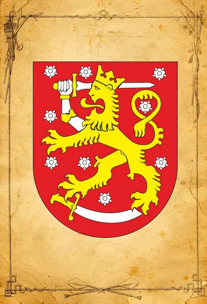 Герб Республіки Фінляндія Північна Країна Північній Європі Висока Якість — стокове фото