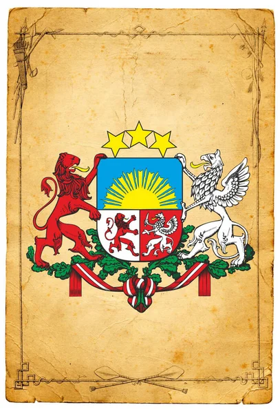 Escudo República Letonia País Europa Alta Calidad — Foto de Stock