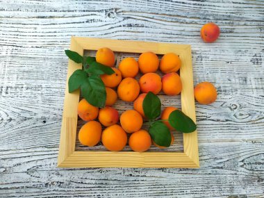 Kayısı. Güney meyvesi soluk turuncu renktedir. Yüksek kalite fotoğraf