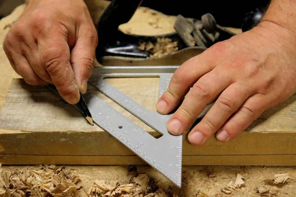 Hands Tool Background Carpentry Workshop Photo High Quality — Stock Photo, Image