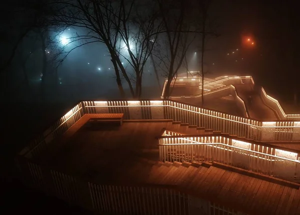 Nocny Widok Schody Wozdvizhenka Kijów Ukraina — Zdjęcie stockowe