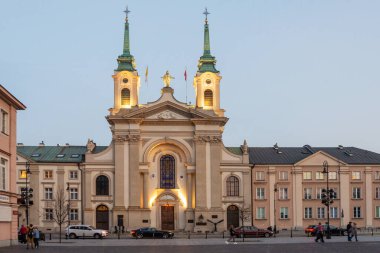 Modern tarihi Varşova şehir manzarası Polonya
