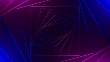 Kırmızı ve mavi ışıklı mor ve yeşil arka plan. Tasarım. Animasyonda tekrarlayan ışığın olduğu karanlık bir arkaplan. Yüksek kalite 4k görüntü