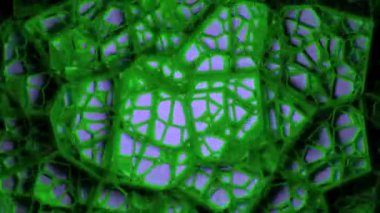 Hareketli Sıvı Ağı. Tasarım. Renkli hareketli soyut 3D ağ. Katmanlanmış sıvı ağ desen içinde hareket eder.