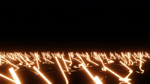 Schwarzer Hintergrund Mit Beleuchteten Lasern Design Animation Mit Orangefarbenen Und — Stockvideo