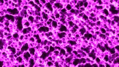 Yüzeyde parlak, parlak bir sıvı kaynıyor. Hareket. Sıvı plazma yüzeyinde hareketli doku. Siyah hareketli molekülleri olan parlayan plazma. 