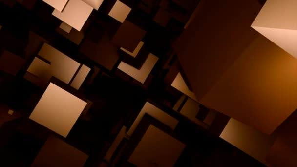 暗い3Dキューブに移動する デザイン 光と影の効果のゲームでゆっくりと飛ぶキューブのストリーム — ストック動画