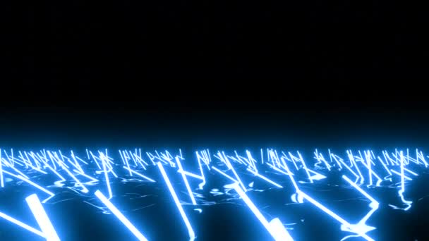 Черный Фон Подсветкой Лазеров Design Animation Оранжевыми Синими Маленькими Полками — стоковое видео