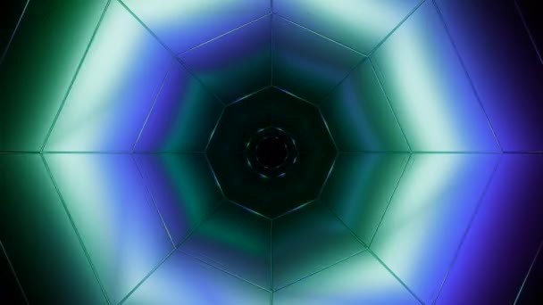 幾何学的な線でトンネルを移動するという幻想 デザイン トンネルで線が移動するオクタゴンの図 幾何学的な形状およびラインが付いている催眠トンネル — ストック動画