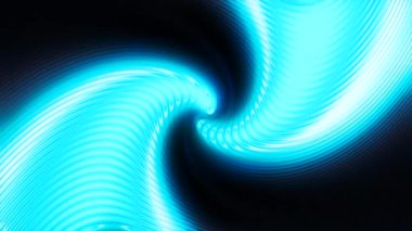 Parlak dönen enerji akışının animasyonu. Hareket. Siyah arka planda dönen üç boyutlu enerji akışı. Işıl ışıl parlayan enerji akışı dönen spiralde hareket eder. 